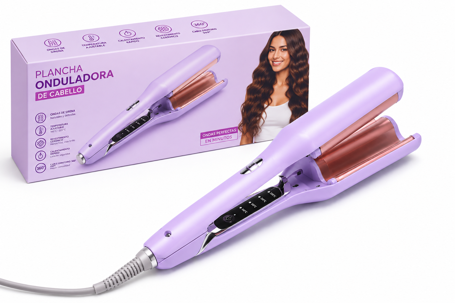 Plancha Onduladora Profesional 3 Barriles – Ondas de Sirena Perfectas en Minutos